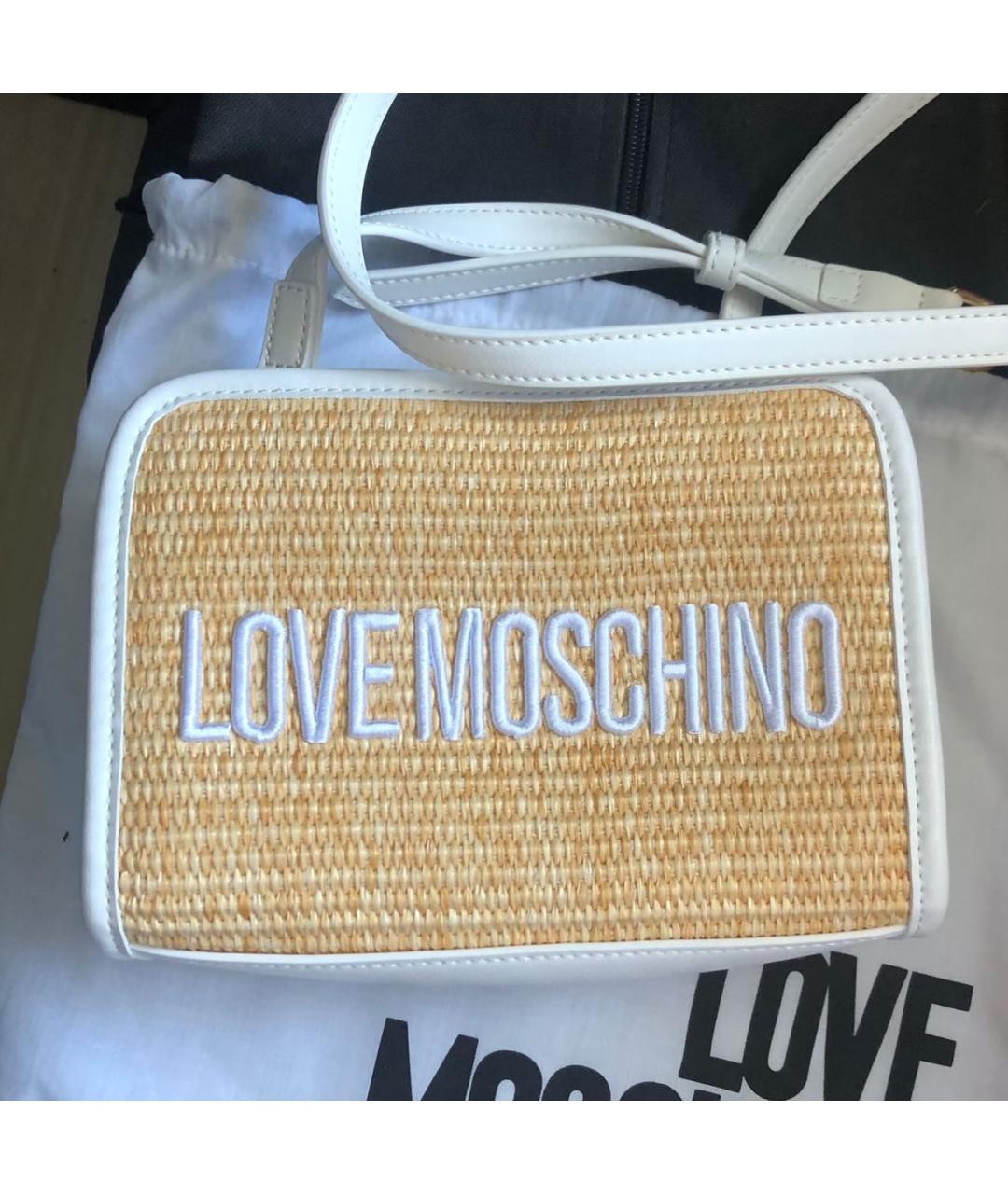 LOVE MOSCHINO Белая пелетеная сумка через плечо, фото 5