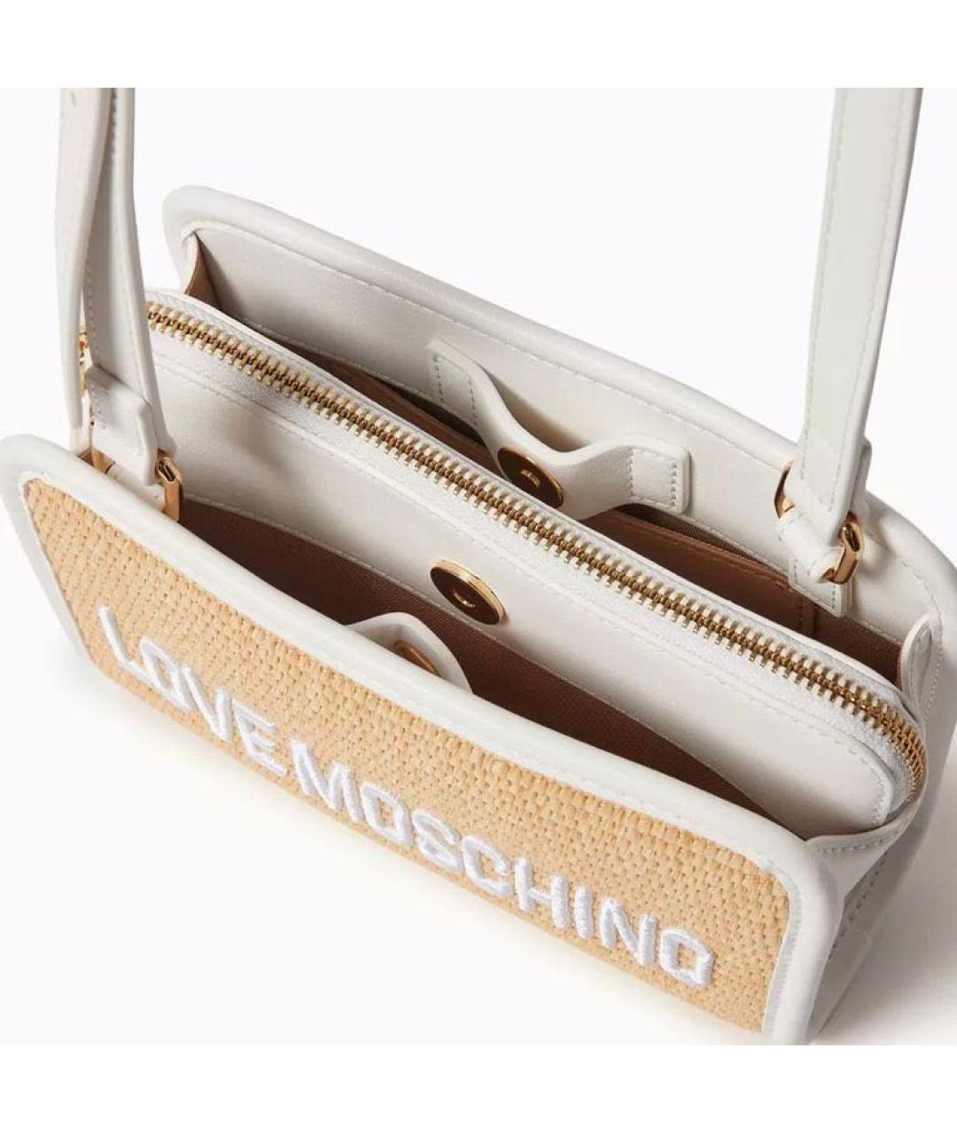 LOVE MOSCHINO Белая пелетеная сумка через плечо, фото 2