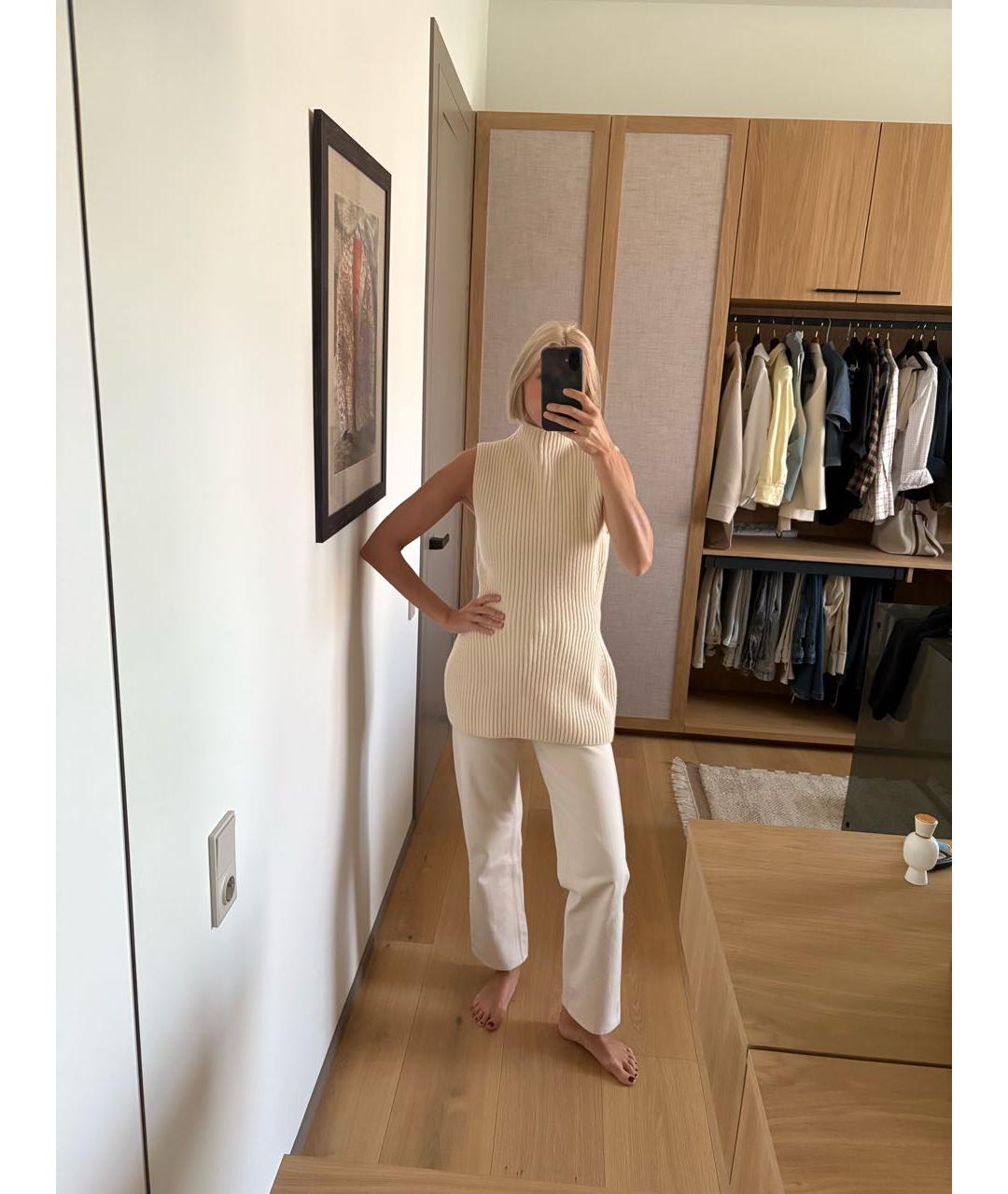JIL SANDER Бежевая шерстяная жилетка, фото 3