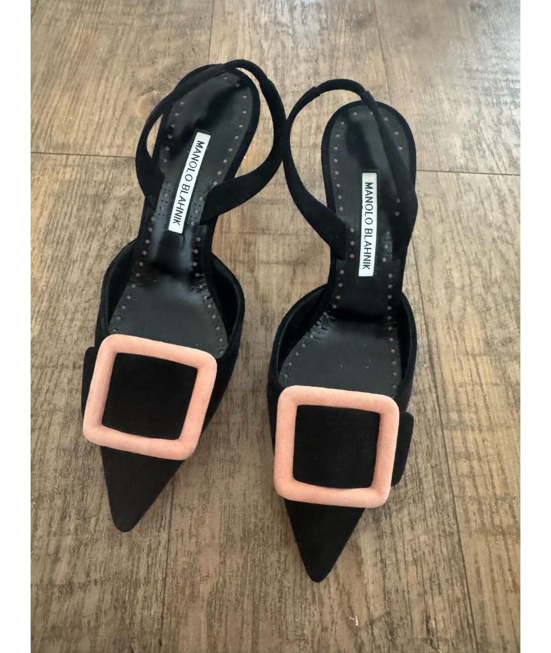 MANOLO BLAHNIK Черные бархатные туфли, фото 2