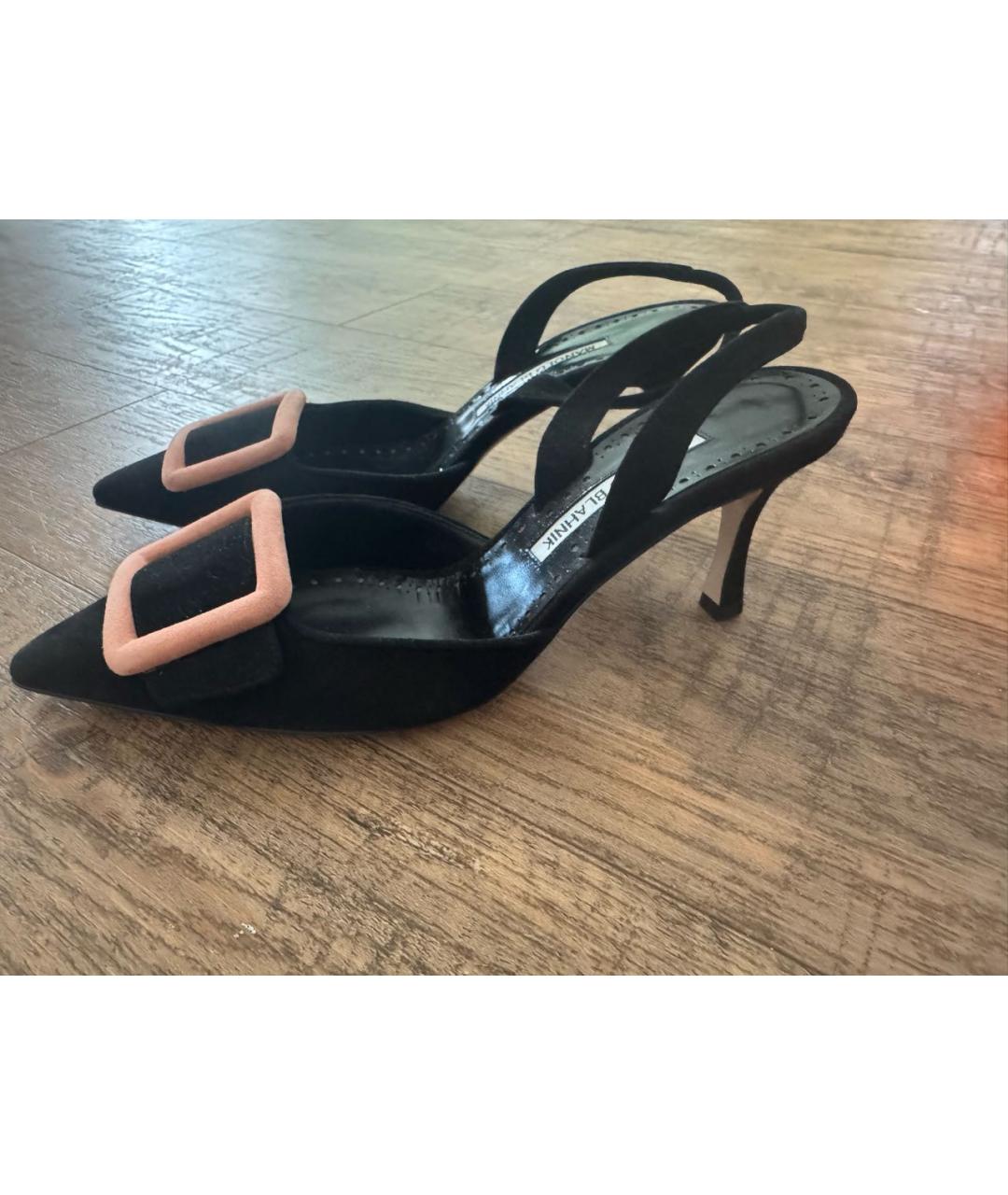 MANOLO BLAHNIK Черные бархатные туфли, фото 5