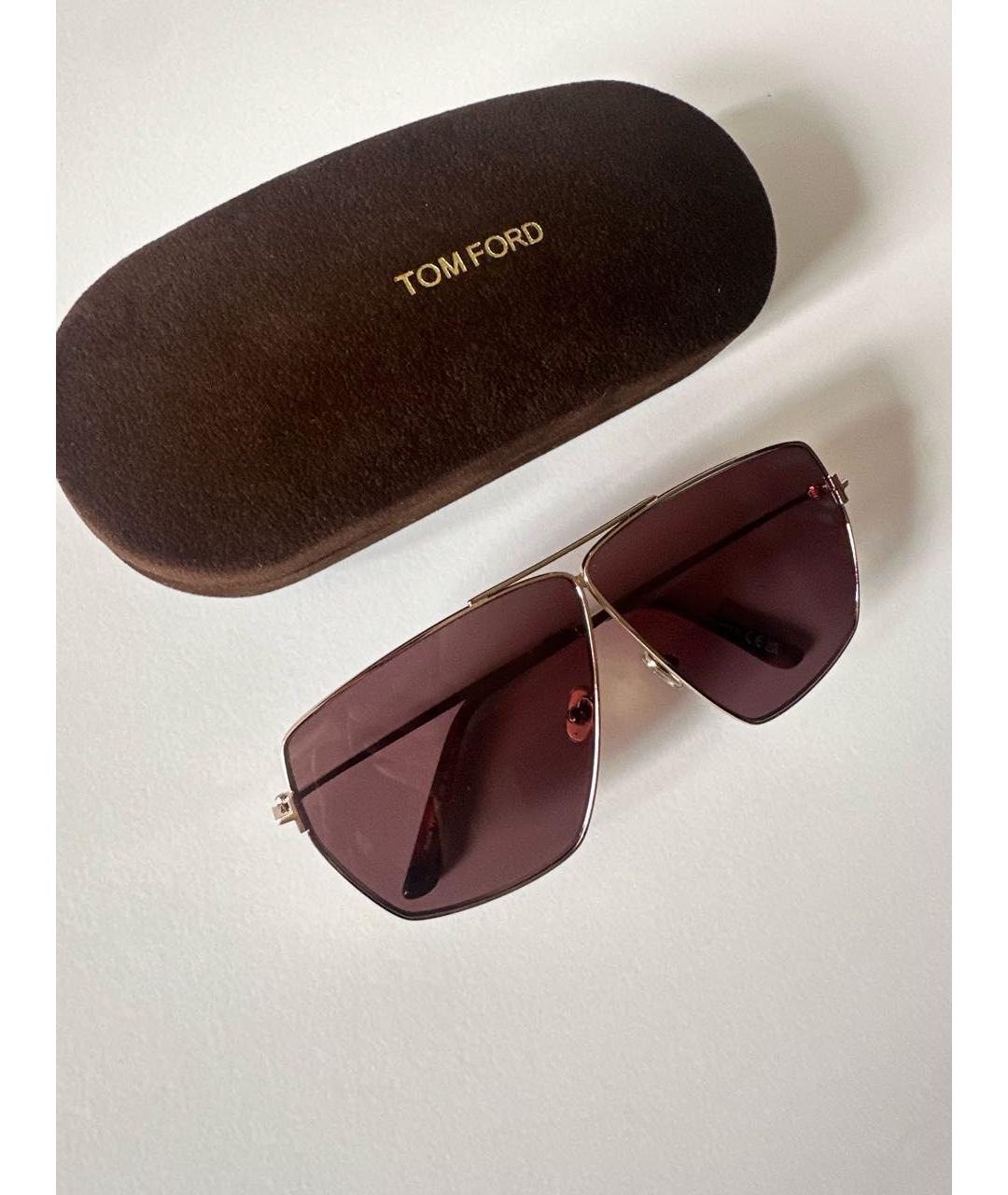 TOM FORD Коричневые металлические солнцезащитные очки, фото 7