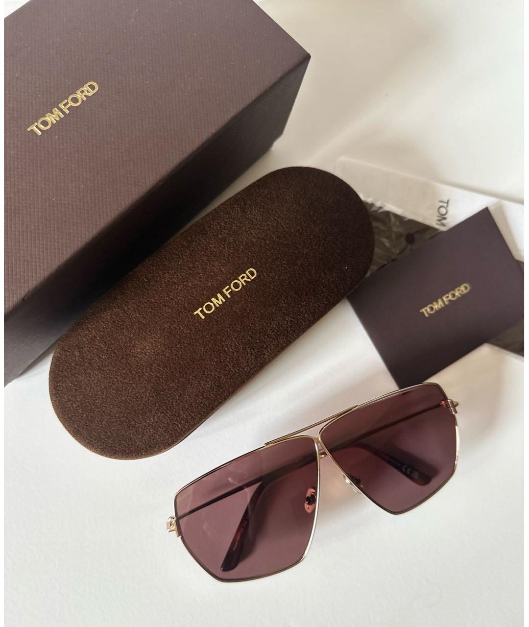 TOM FORD Коричневые металлические солнцезащитные очки, фото 3