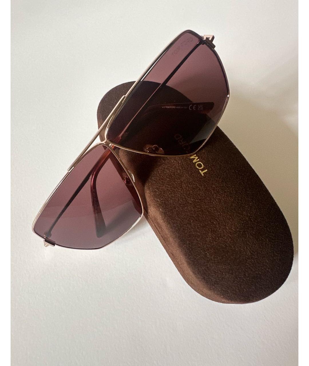 TOM FORD Коричневые металлические солнцезащитные очки, фото 5