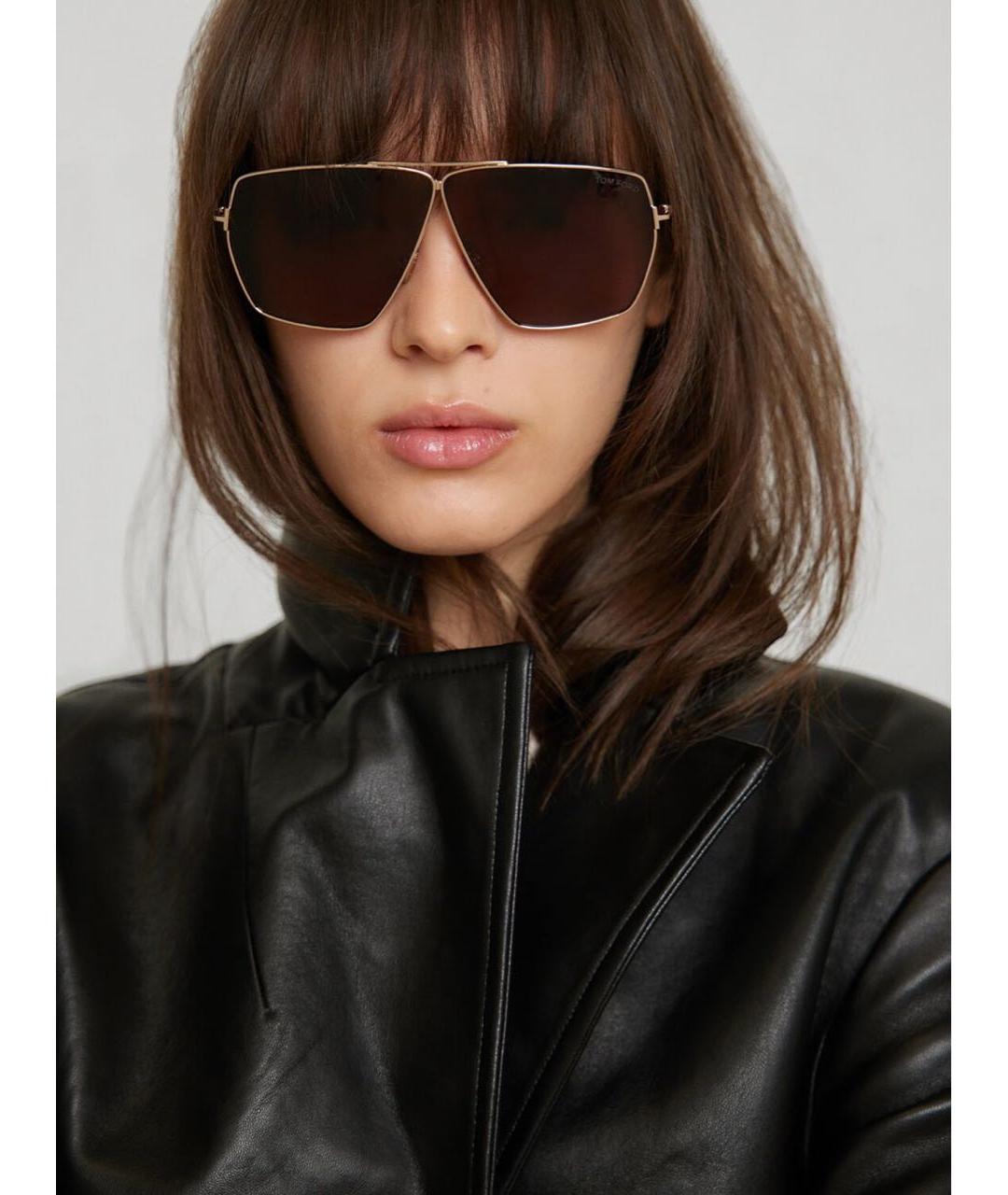 TOM FORD Коричневые металлические солнцезащитные очки, фото 2