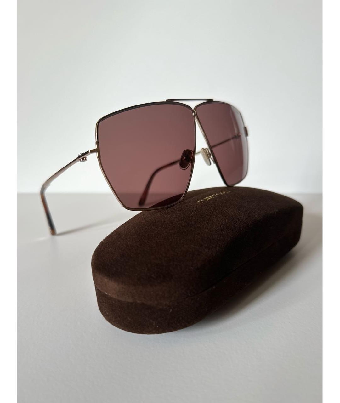 TOM FORD Коричневые металлические солнцезащитные очки, фото 4