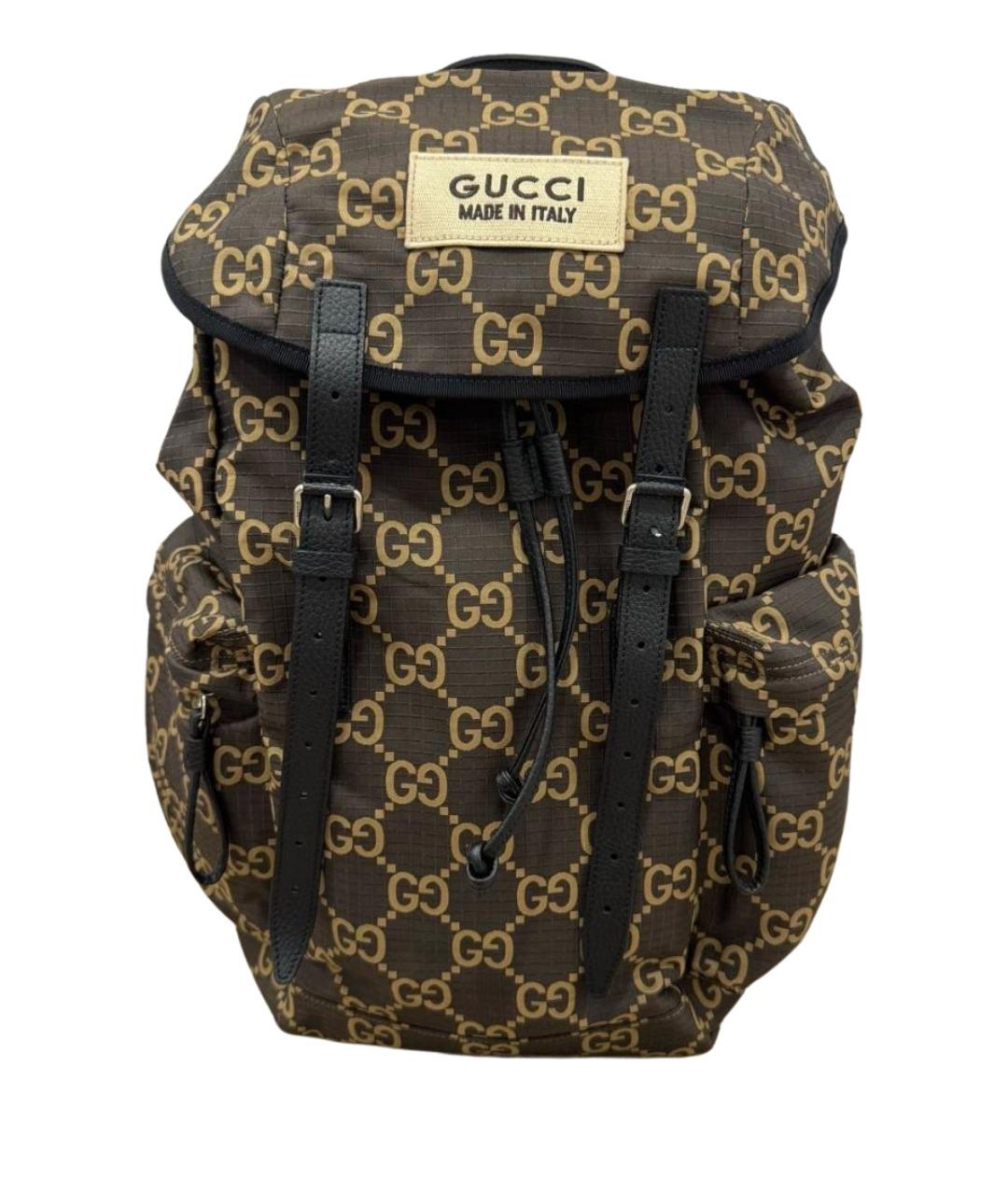 GUCCI Коричневый тканевый рюкзак, фото 1