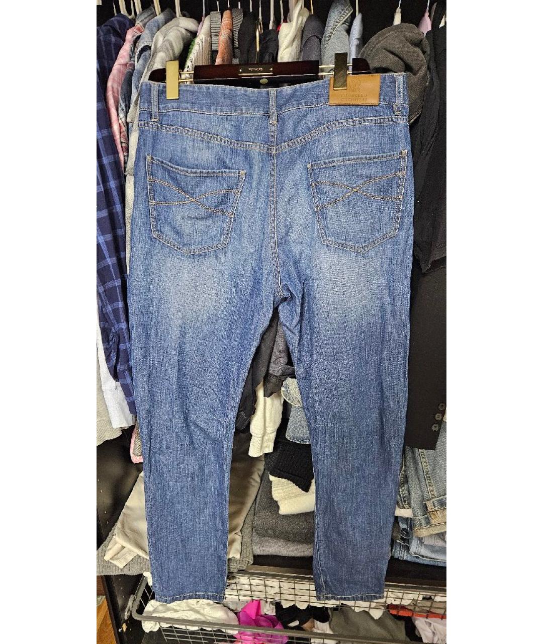 BRUNELLO CUCINELLI Голубые хлопковые джинсы скинни, фото 2