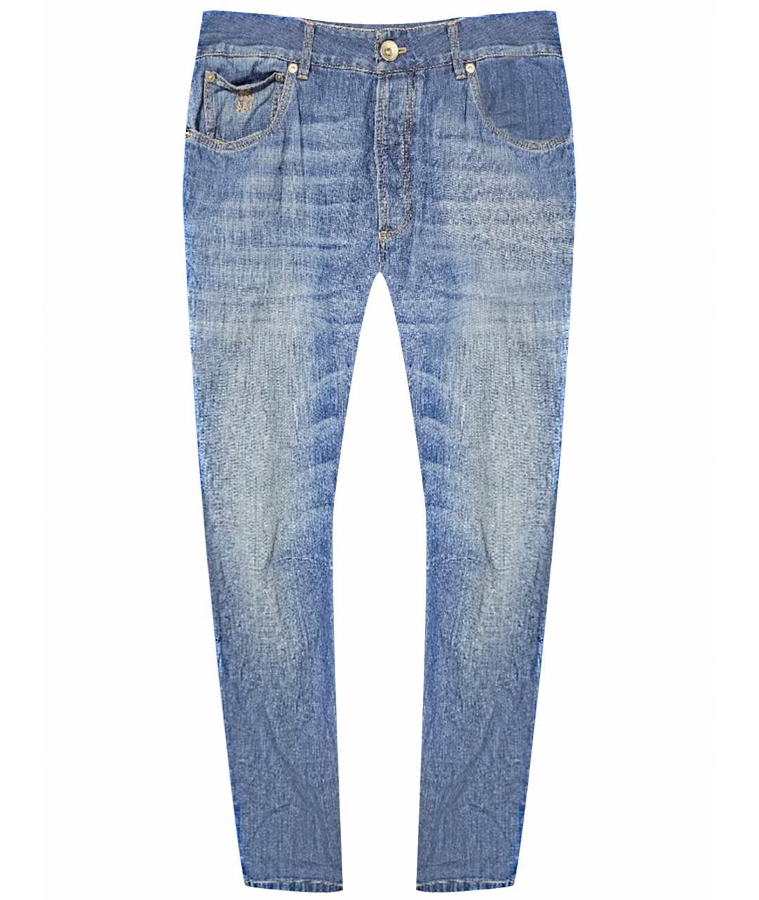 BRUNELLO CUCINELLI Голубые хлопковые джинсы скинни, фото 1