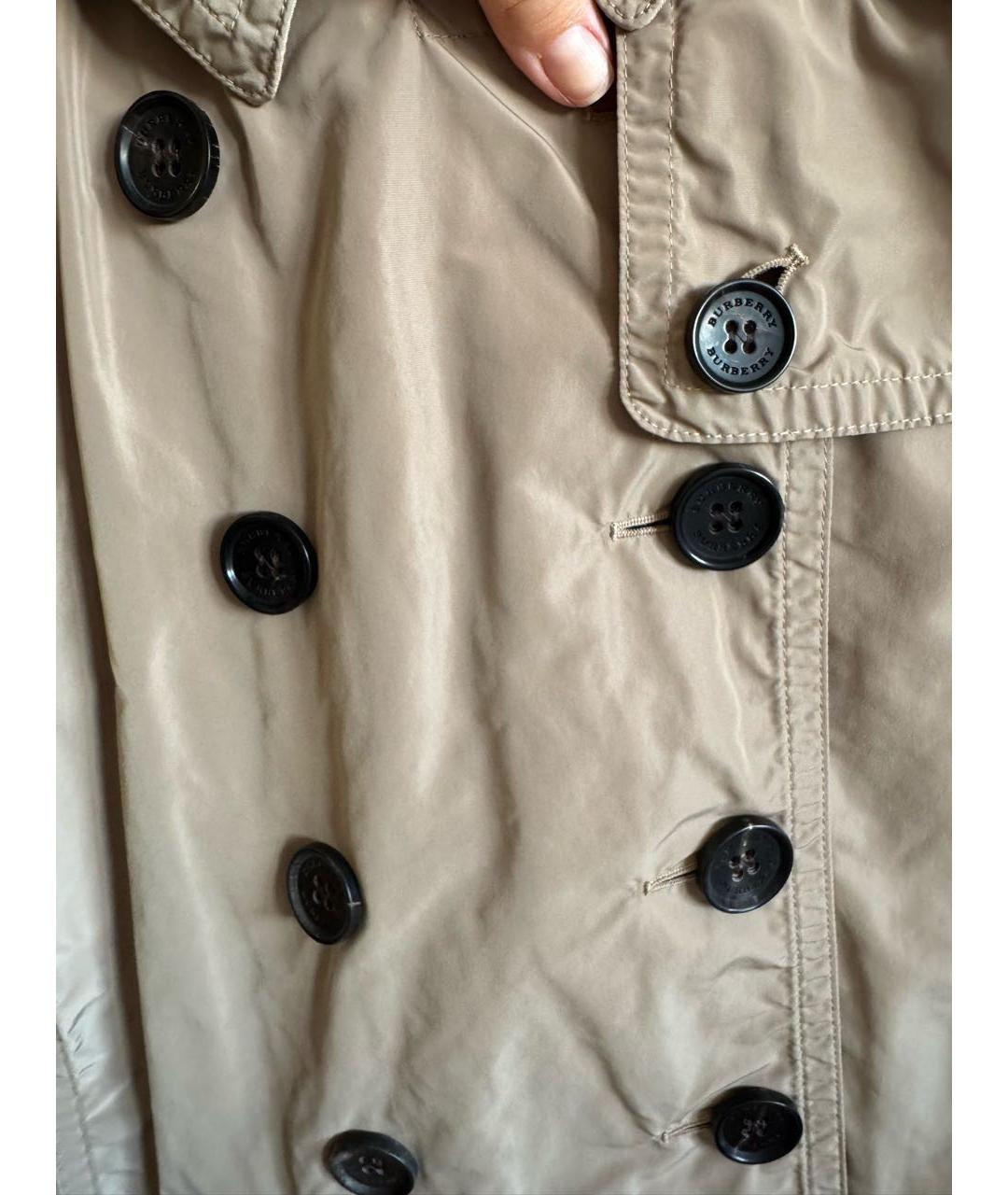 BURBERRY Бежевый полиэстеровый тренч/плащ, фото 4