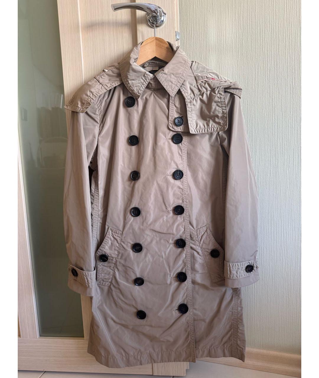 BURBERRY Бежевый полиэстеровый тренч/плащ, фото 9