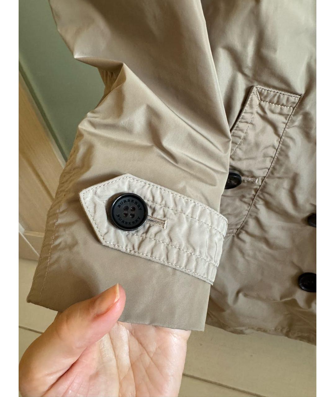 BURBERRY Бежевый полиэстеровый тренч/плащ, фото 8