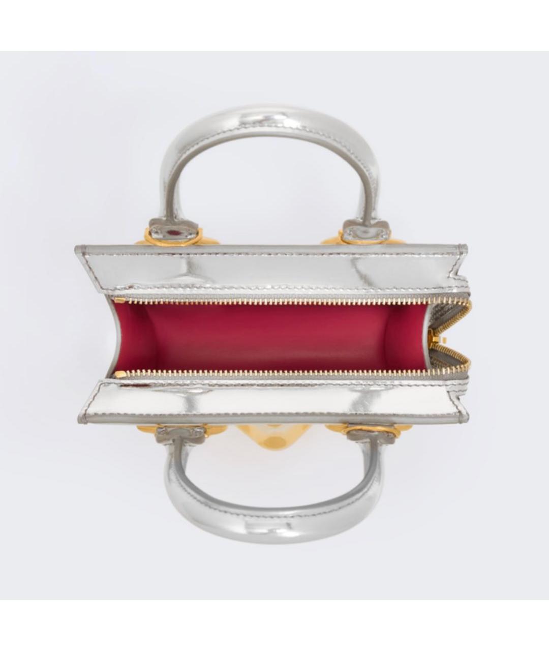 SCHIAPARELLI Серебряная кожаная сумка с короткими ручками, фото 5