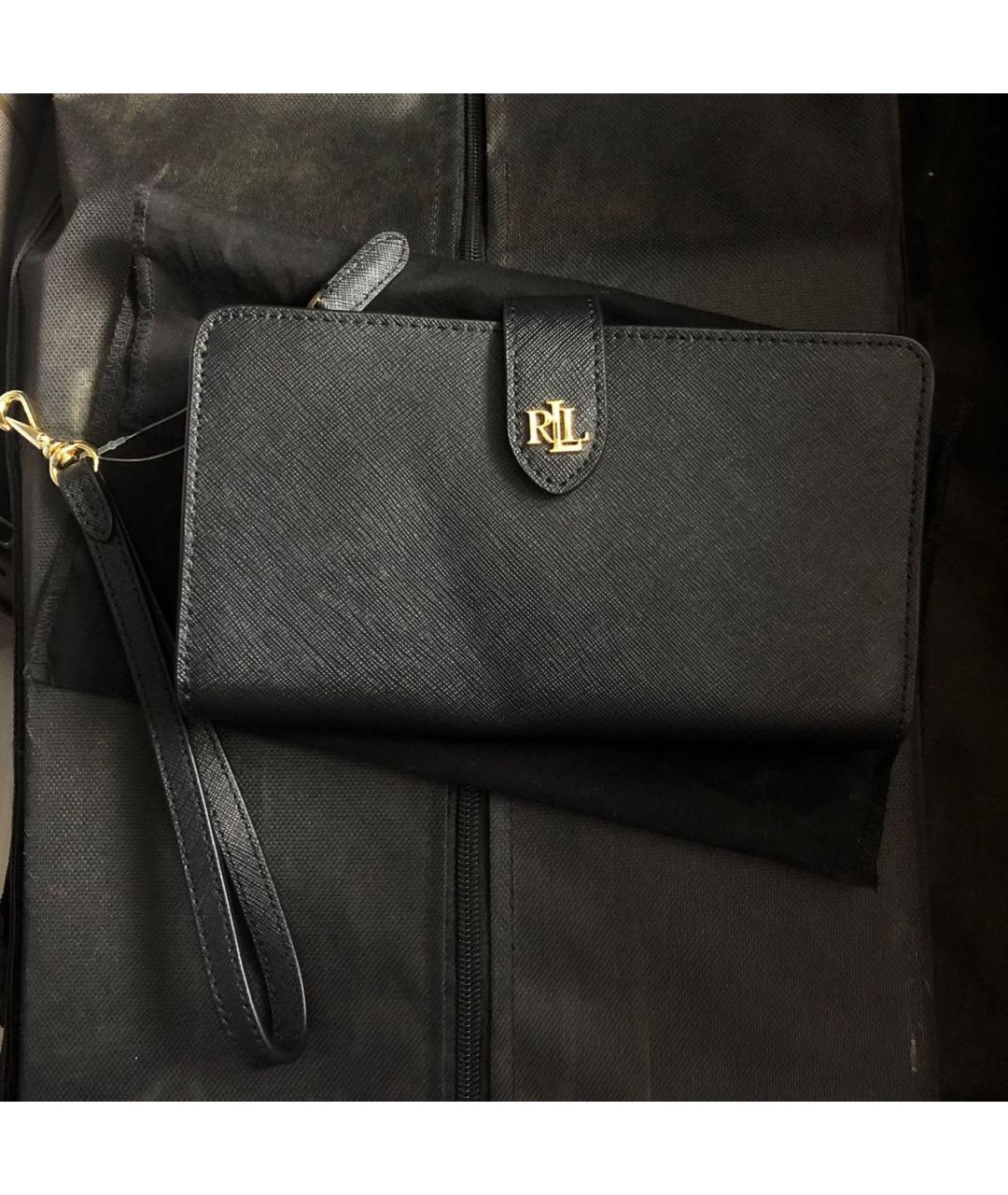 RALPH LAUREN Черный кожаный кошелек, фото 4