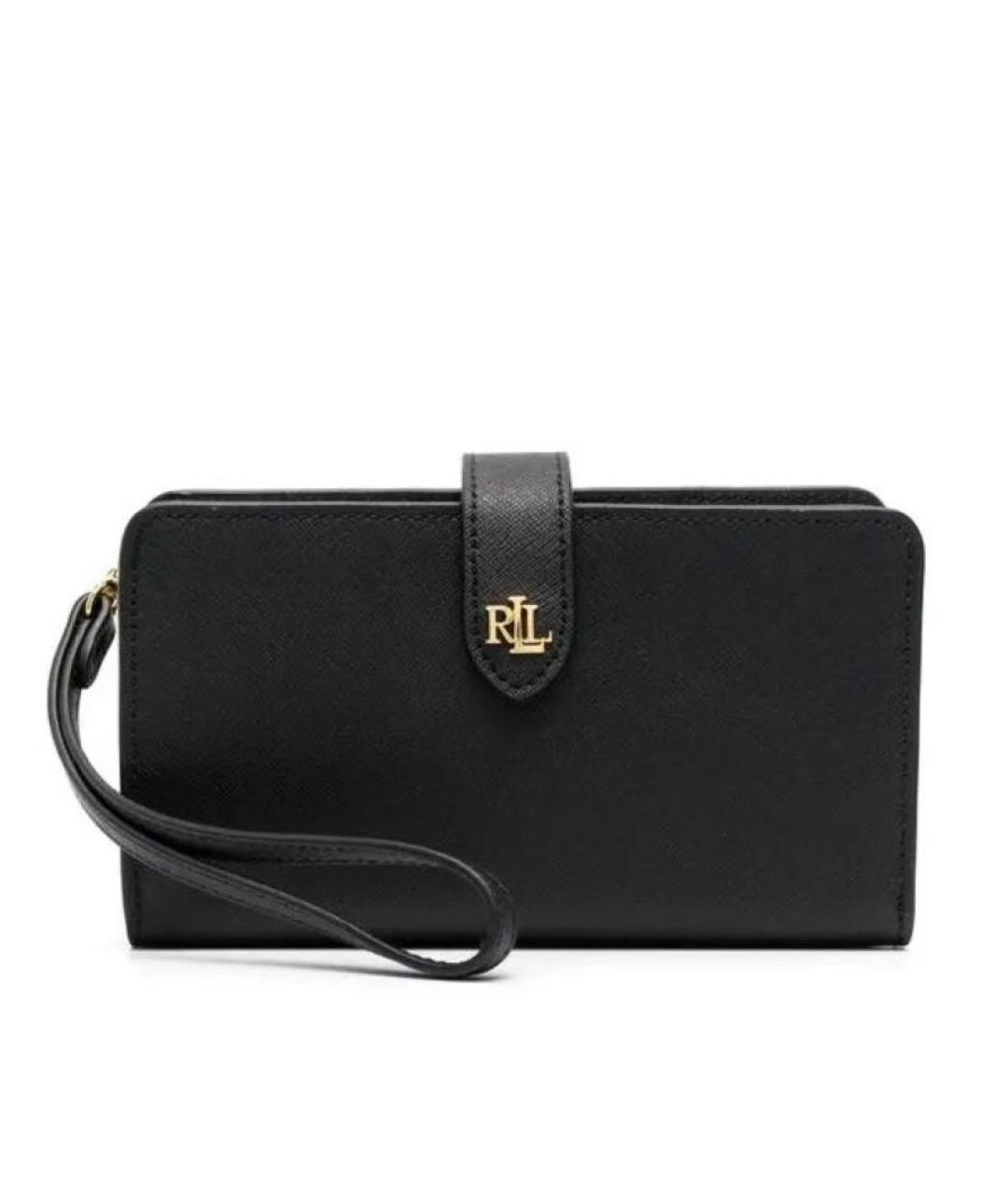 RALPH LAUREN Черный кожаный кошелек, фото 1