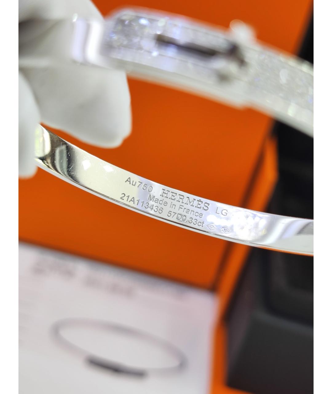 HERMES Серебрянный браслет из белого золота, фото 7