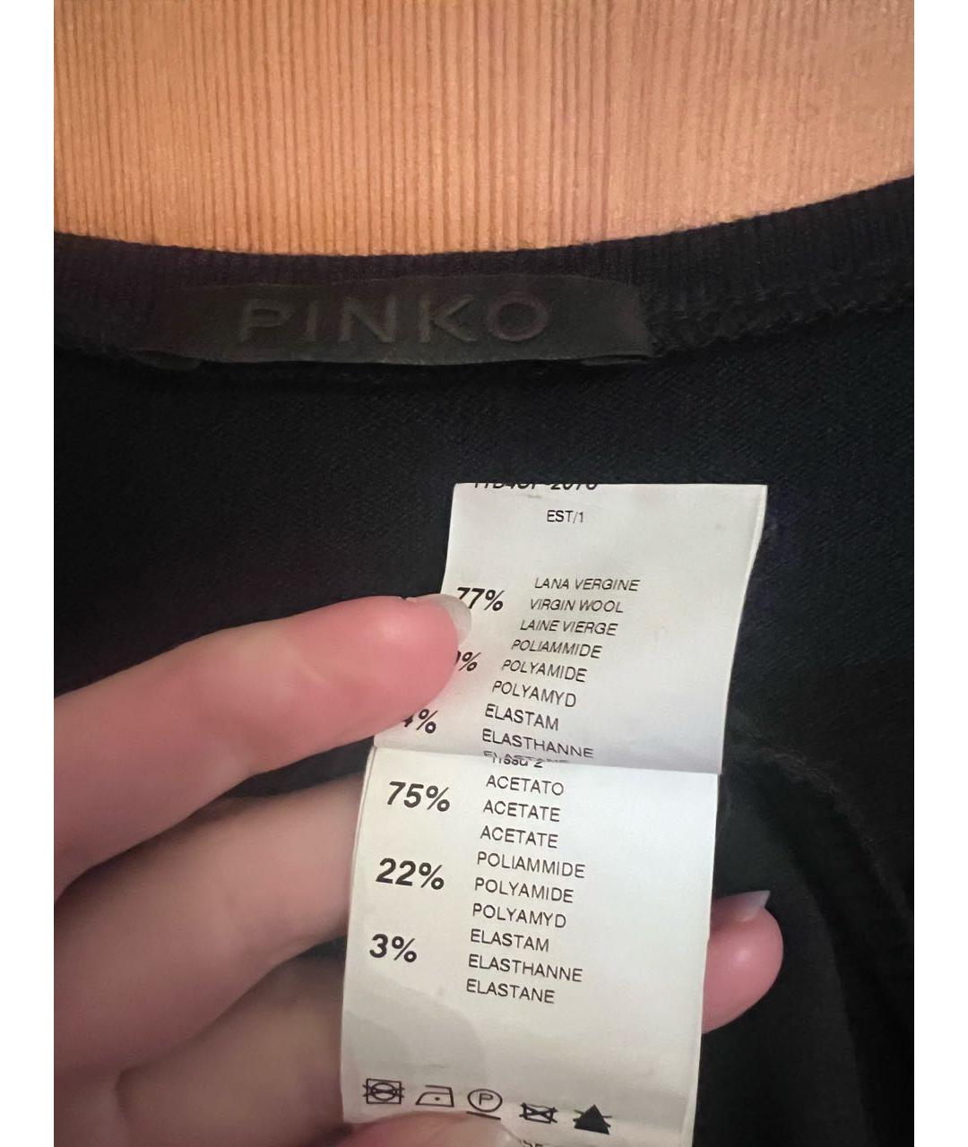 PINKO Черное шерстяное повседневное платье, фото 4