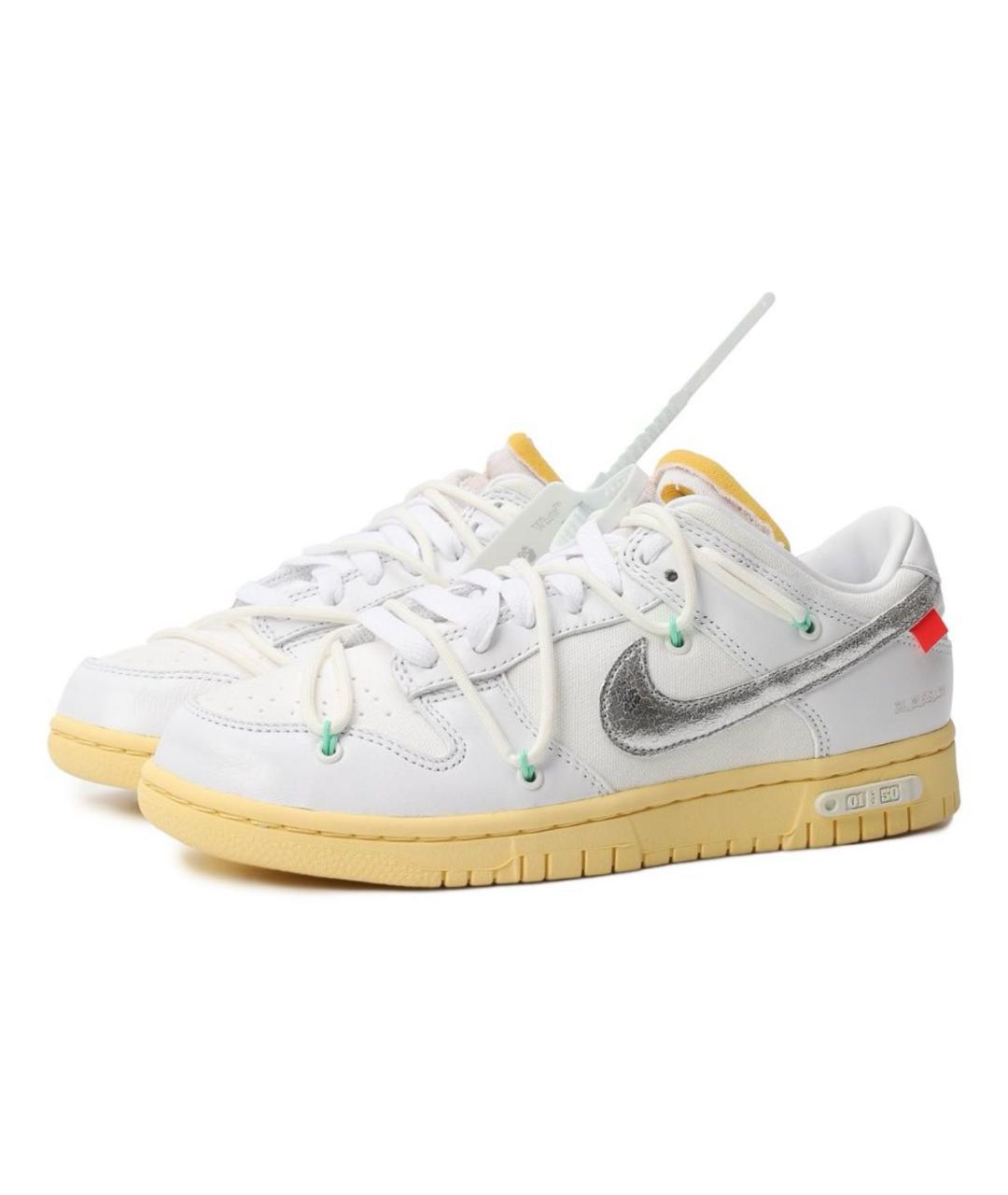 NIKE X OFF-WHITE Белые кожаные кеды, фото 2