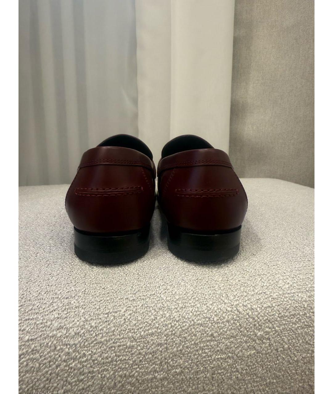 HERMES Бордовые кожаные лоферы, фото 4