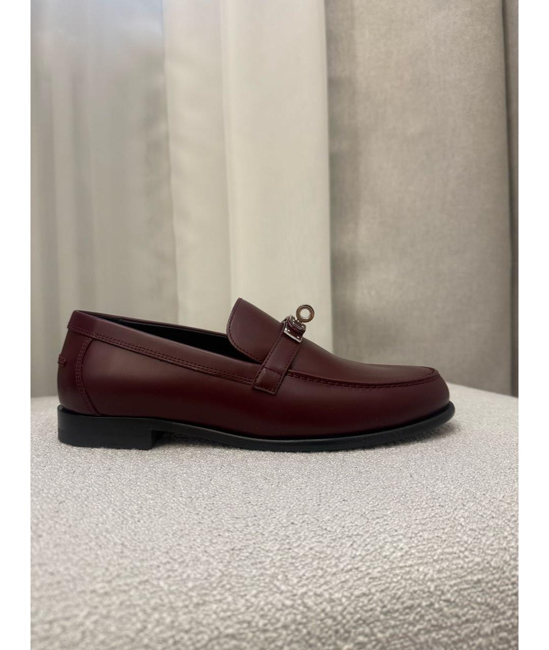 HERMES Бордовые кожаные лоферы, фото 9