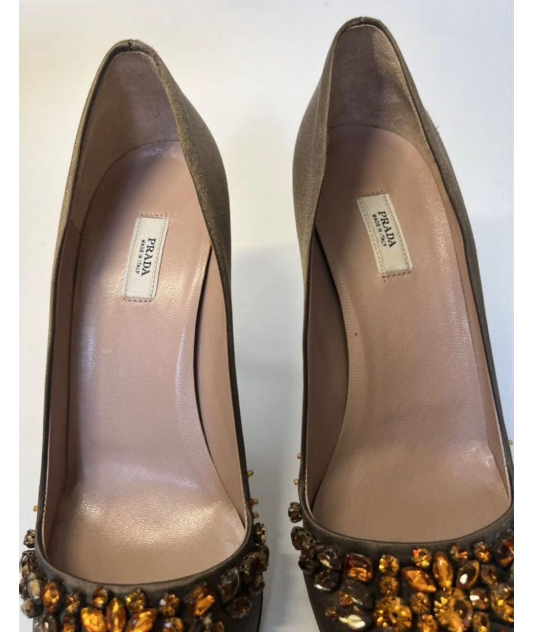 PRADA Коричневые текстильные туфли, фото 7