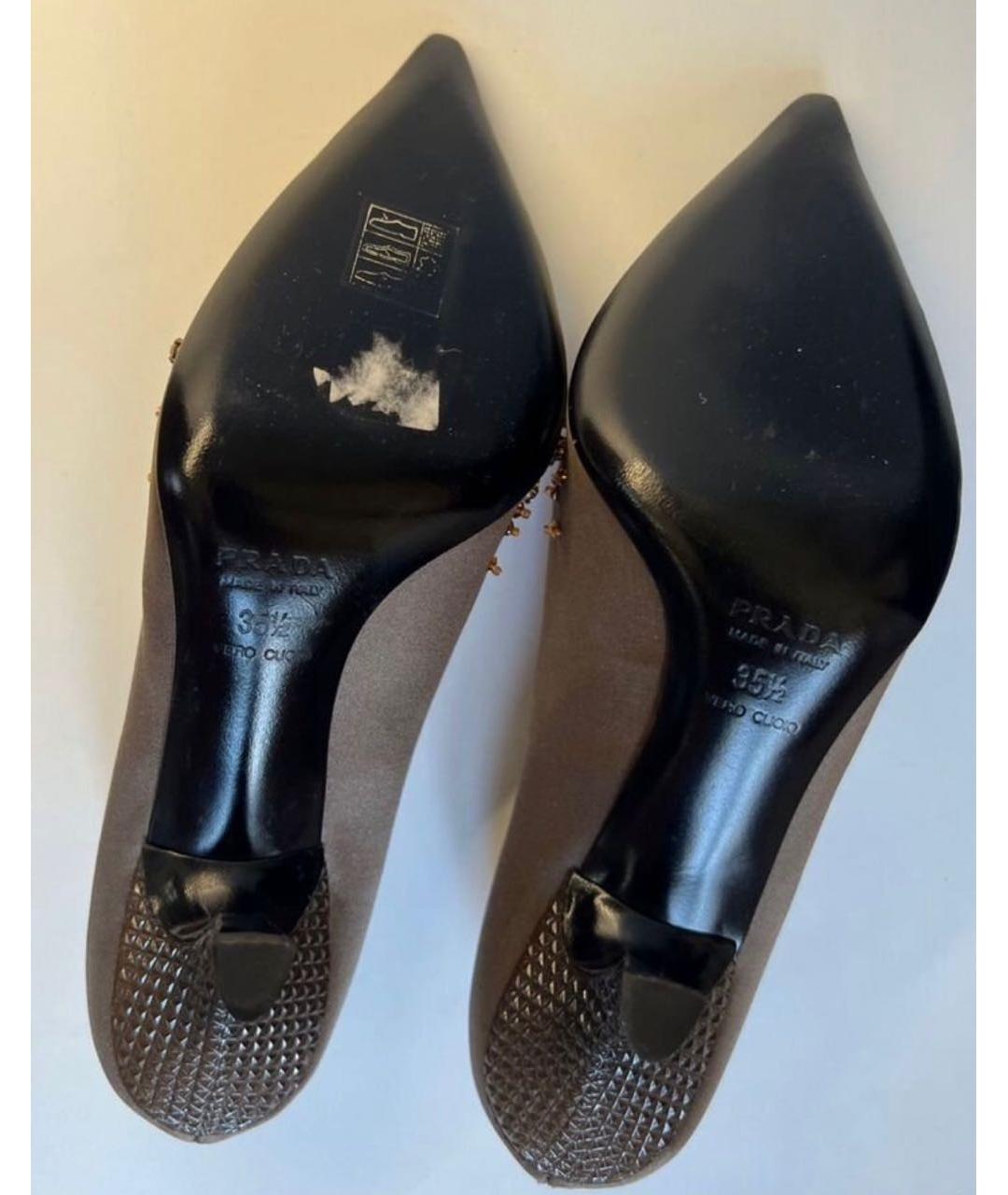 PRADA Коричневые текстильные туфли, фото 8