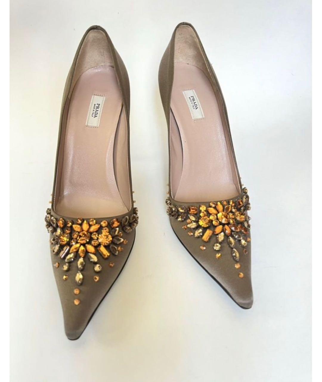 PRADA Коричневые текстильные туфли, фото 2