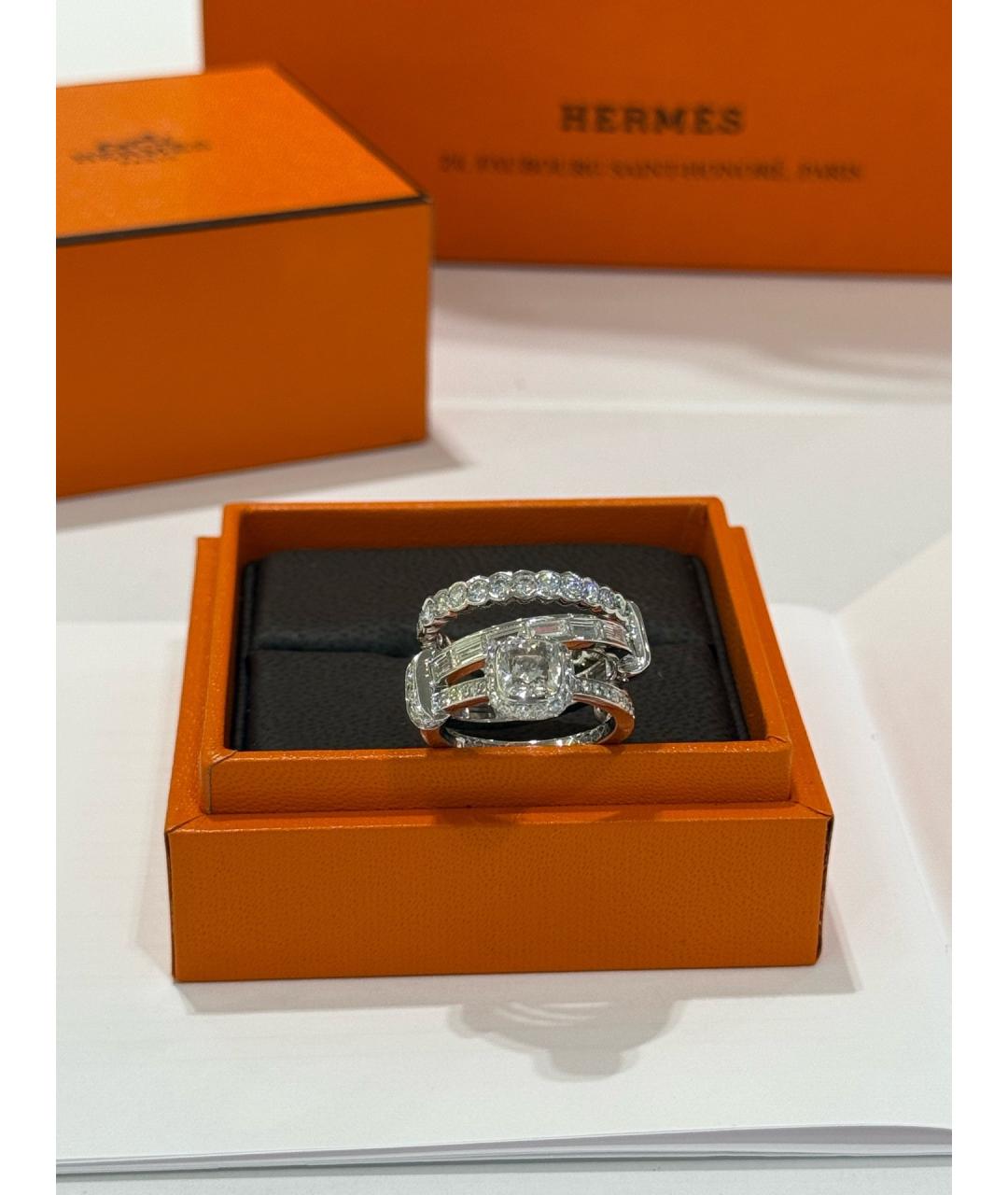 HERMES Серебряное платиновое кольцо, фото 2