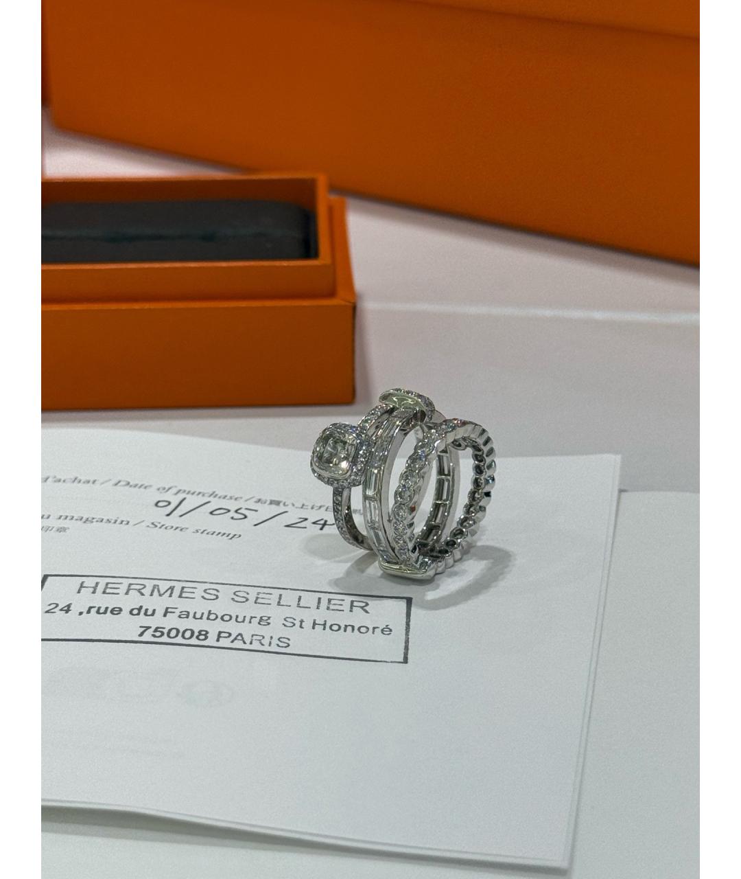 HERMES Серебряное платиновое кольцо, фото 6