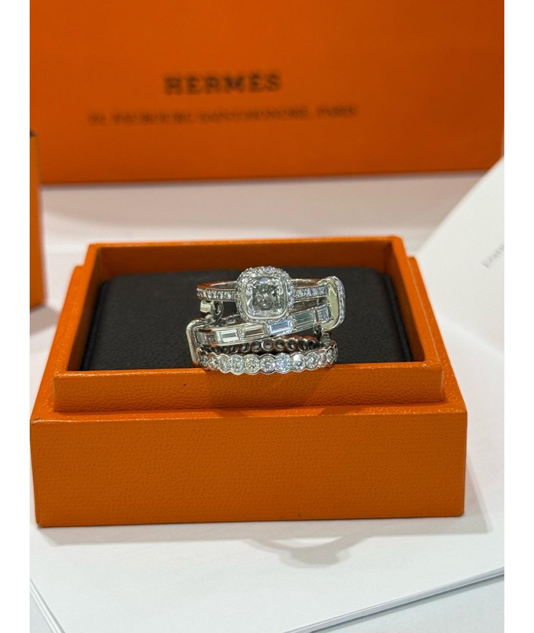 HERMES Серебряное платиновое кольцо, фото 8