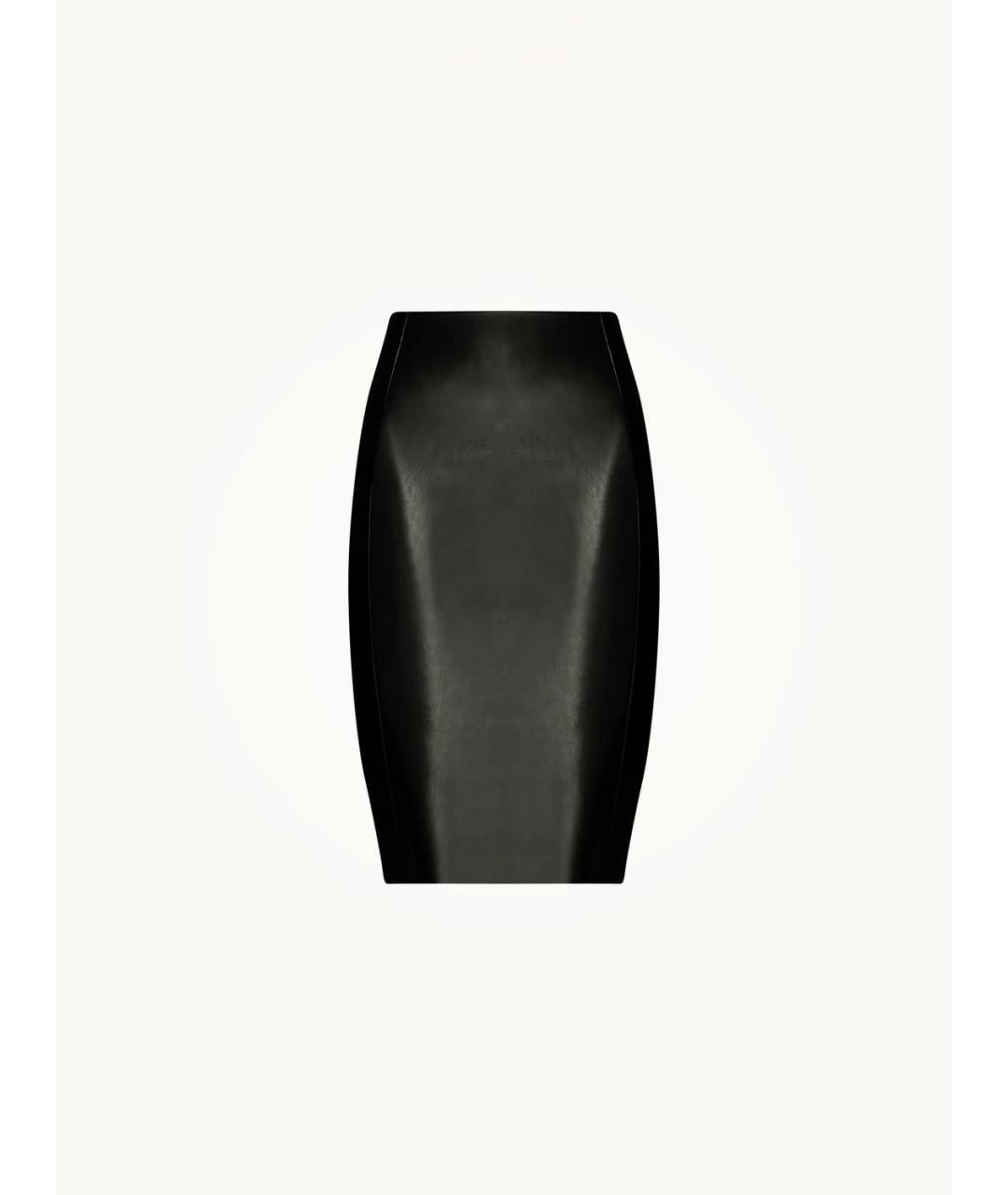 WOLFORD Антрацитовая кожаная юбка миди, фото 9