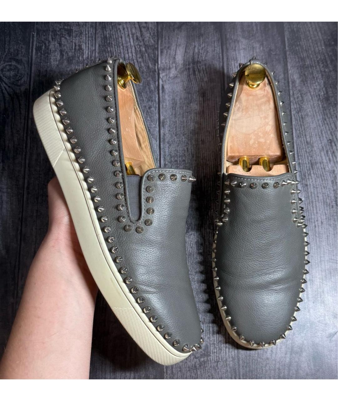 CHRISTIAN LOUBOUTIN Серые лоферы, фото 9