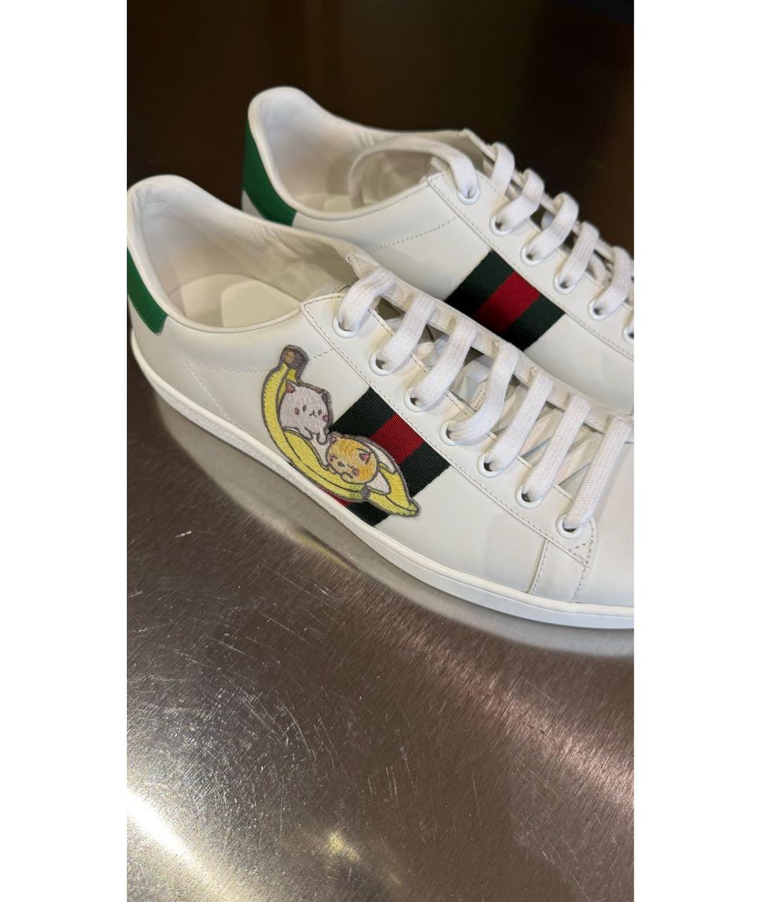 GUCCI Белые кожаные кеды, фото 2