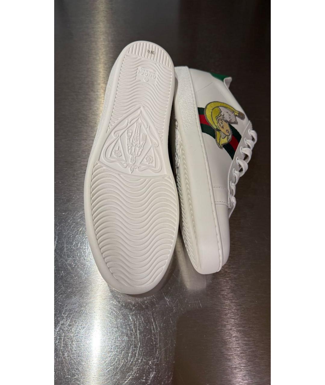 GUCCI Белые кожаные кеды, фото 3