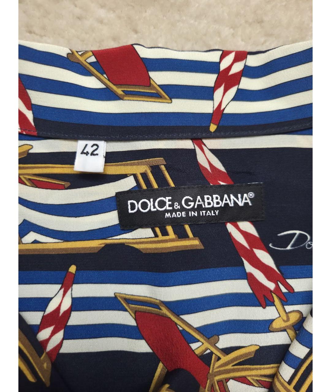 DOLCE&GABBANA Синяя шелковая кэжуал рубашка, фото 3