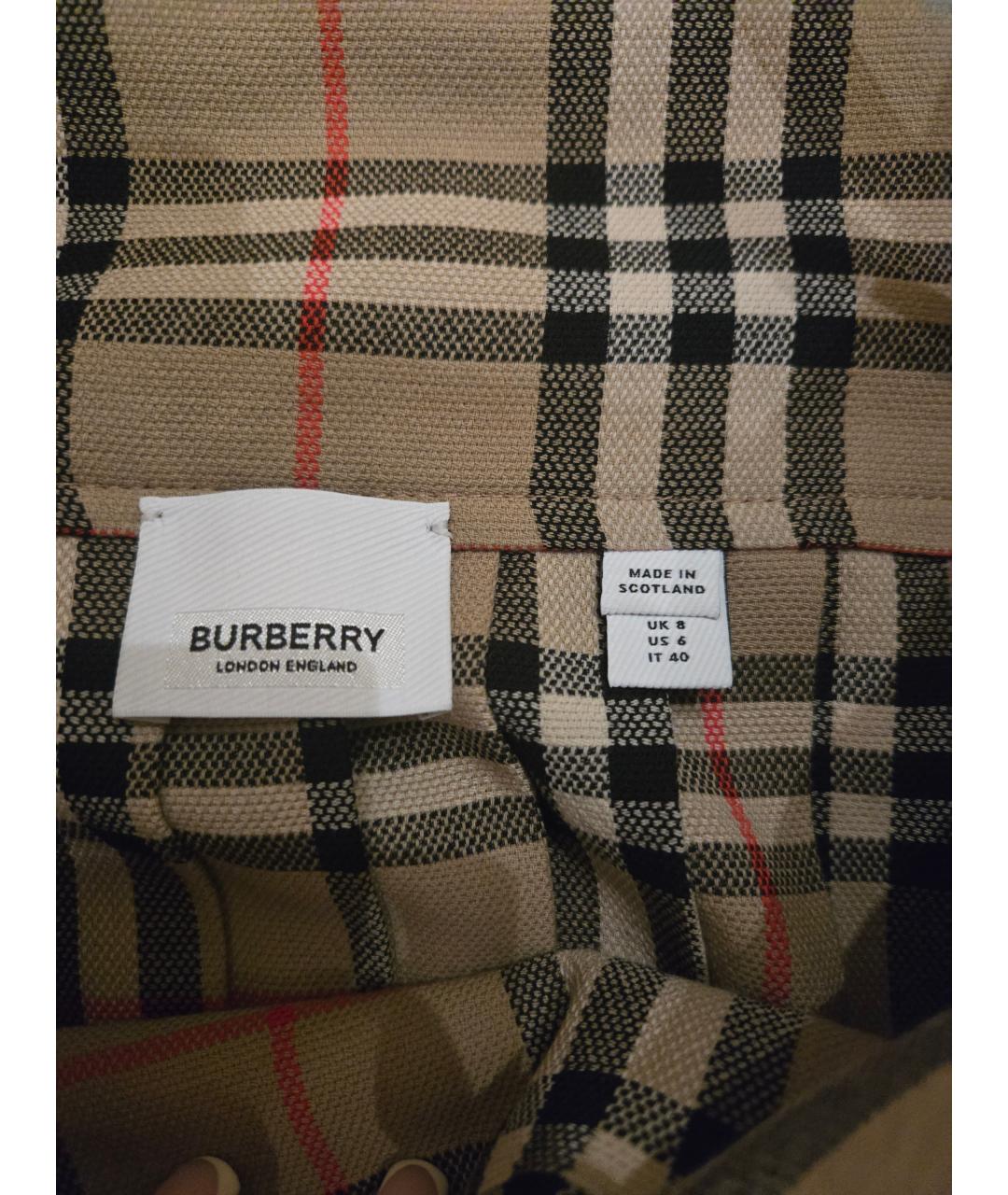 BURBERRY Бежевая шерстяная юбка мини, фото 3