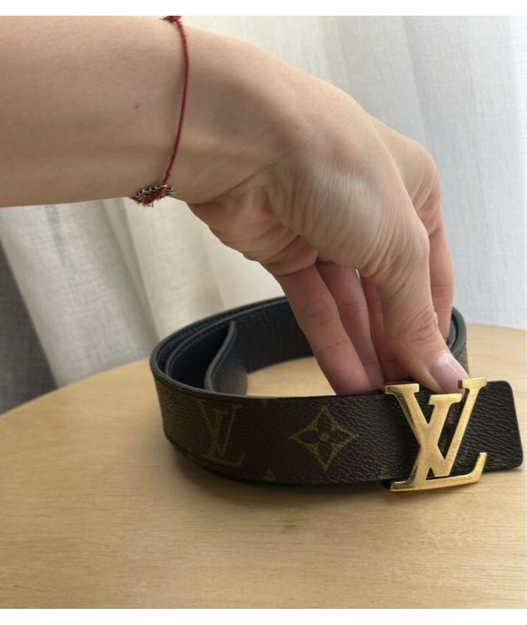 LOUIS VUITTON Коричневый кожаный ремень, фото 2