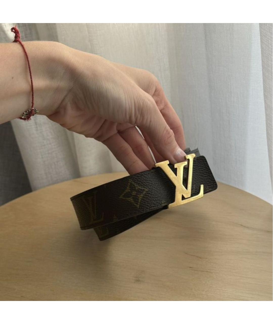 LOUIS VUITTON Коричневый кожаный ремень, фото 6
