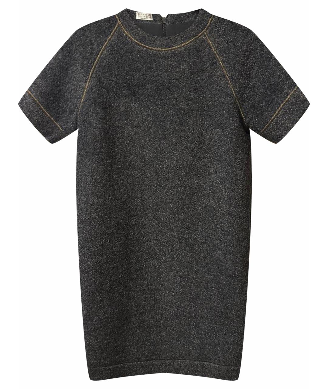 BRUNELLO CUCINELLI Антрацитовое шерстяное повседневное платье, фото 1
