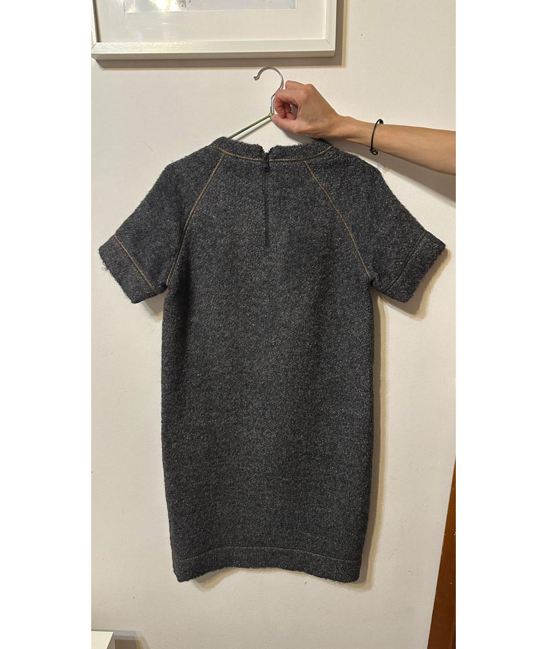 BRUNELLO CUCINELLI Антрацитовое шерстяное повседневное платье, фото 2