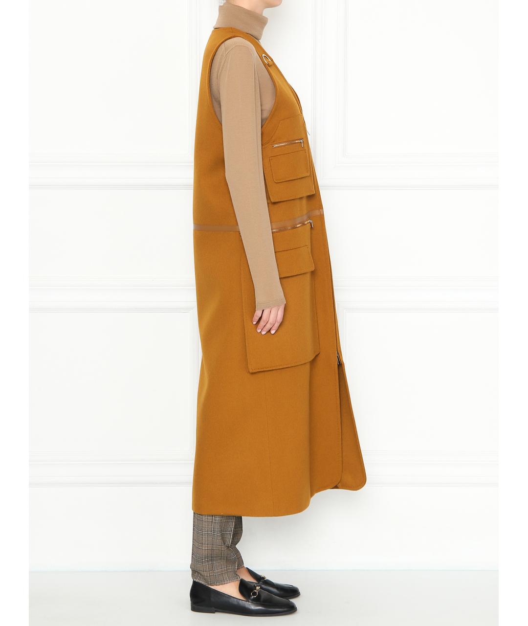MAX MARA Оранжевый шерстяной жилет, фото 6