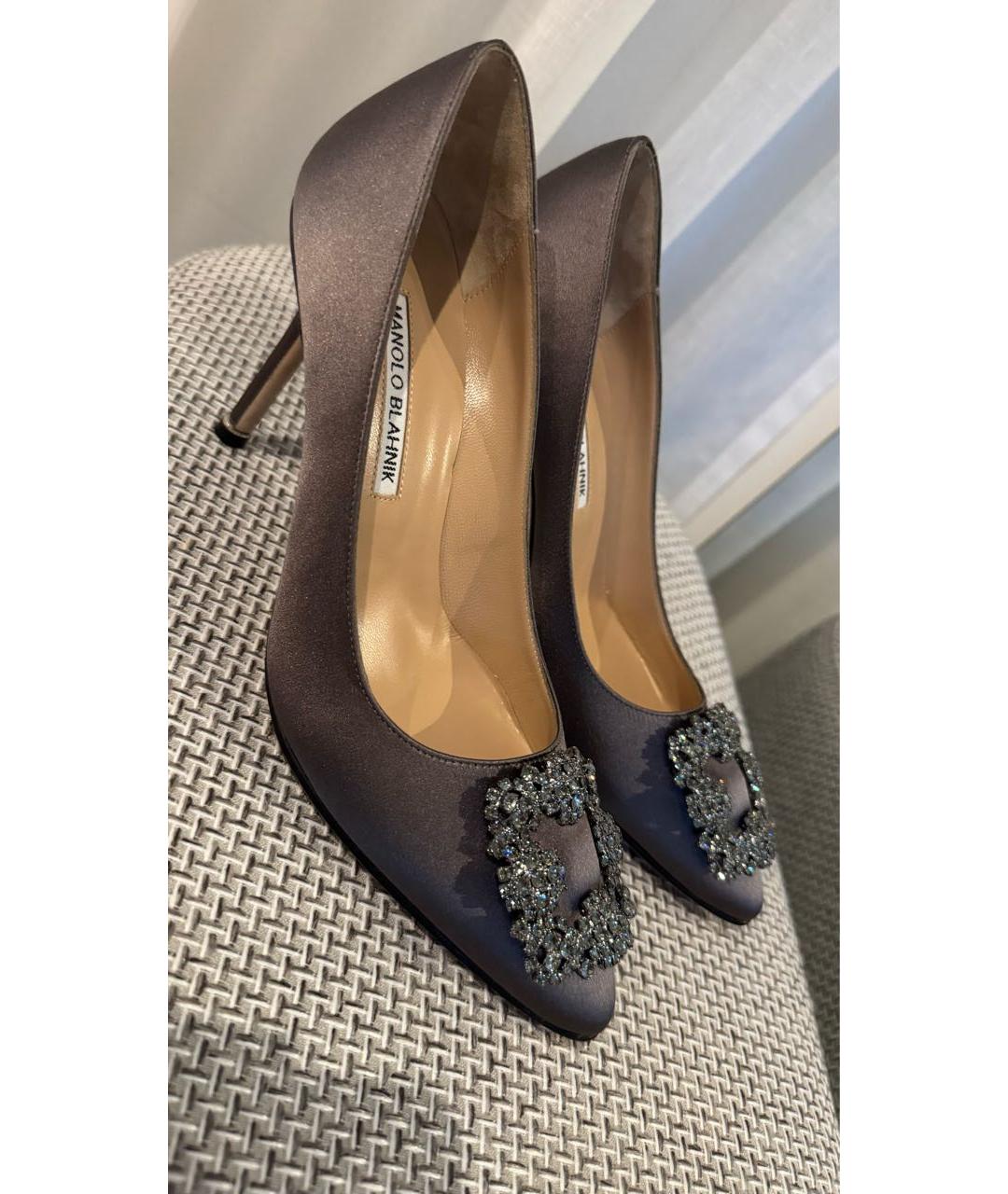 MANOLO BLAHNIK Антрацитовые текстильные туфли, фото 8