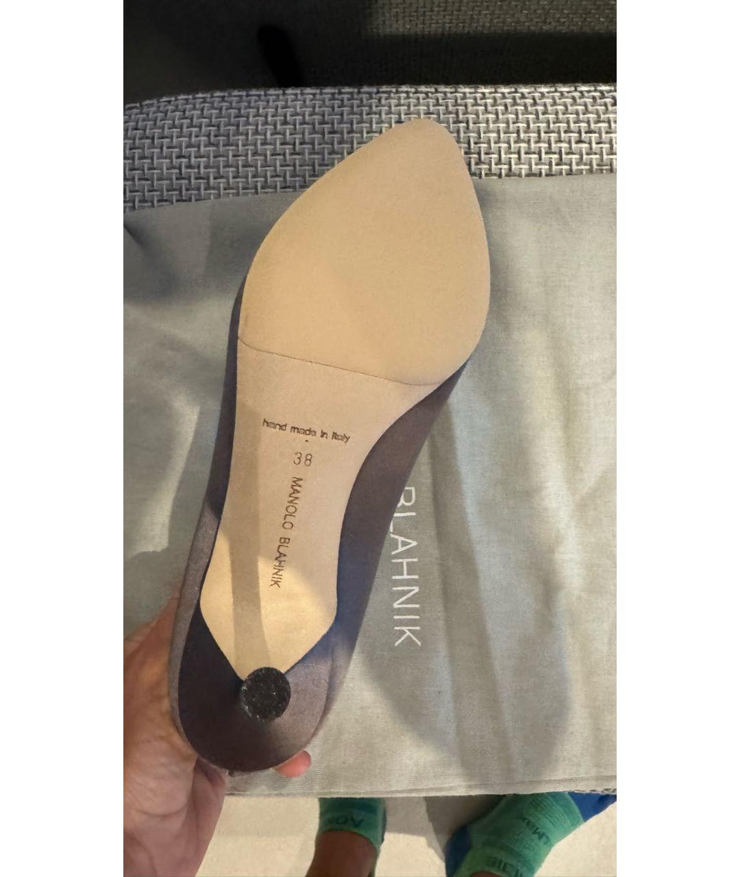 MANOLO BLAHNIK Антрацитовые текстильные туфли, фото 4