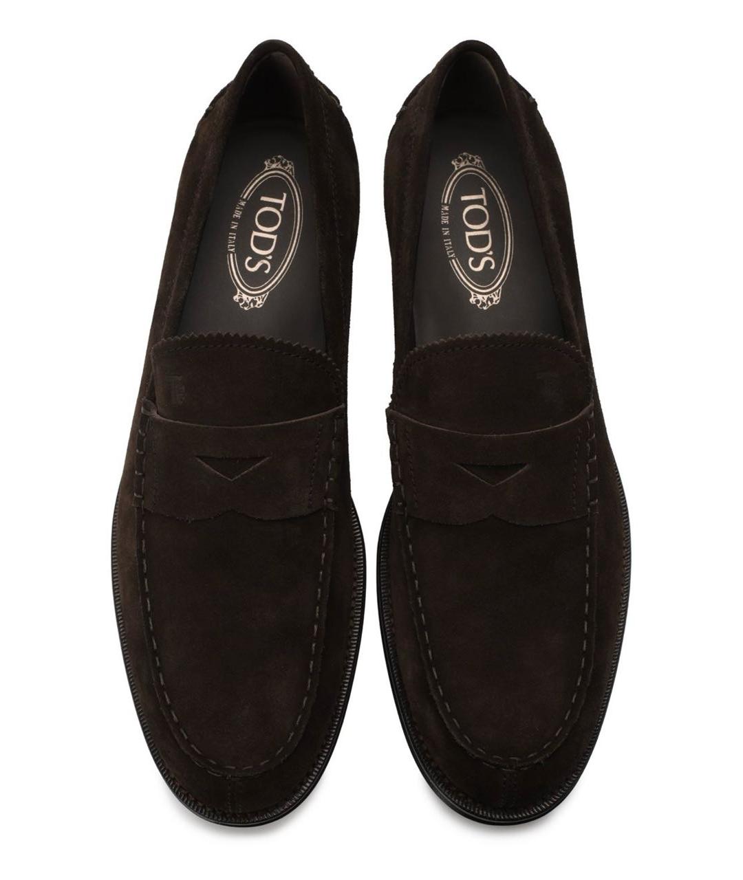 TOD'S Коричневые замшевые лоферы, фото 4