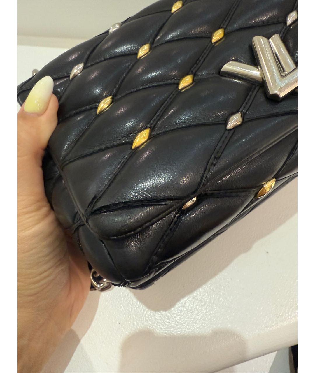 LOUIS VUITTON Черная кожаная сумка через плечо, фото 5