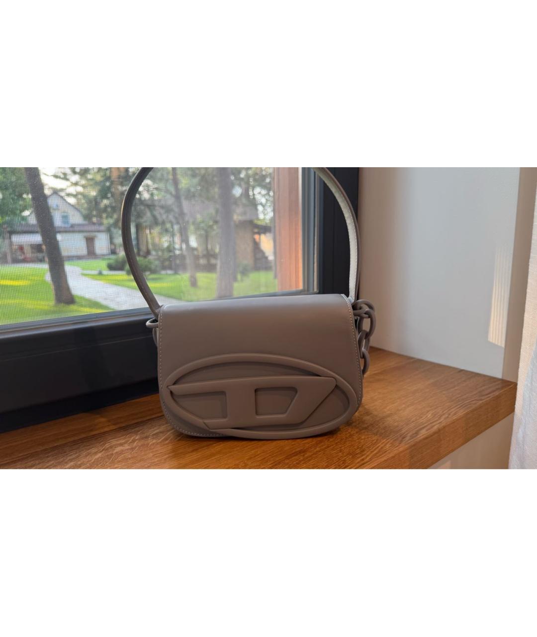 DIESEL Антрацитовая кожаная сумка с короткими ручками, фото 5