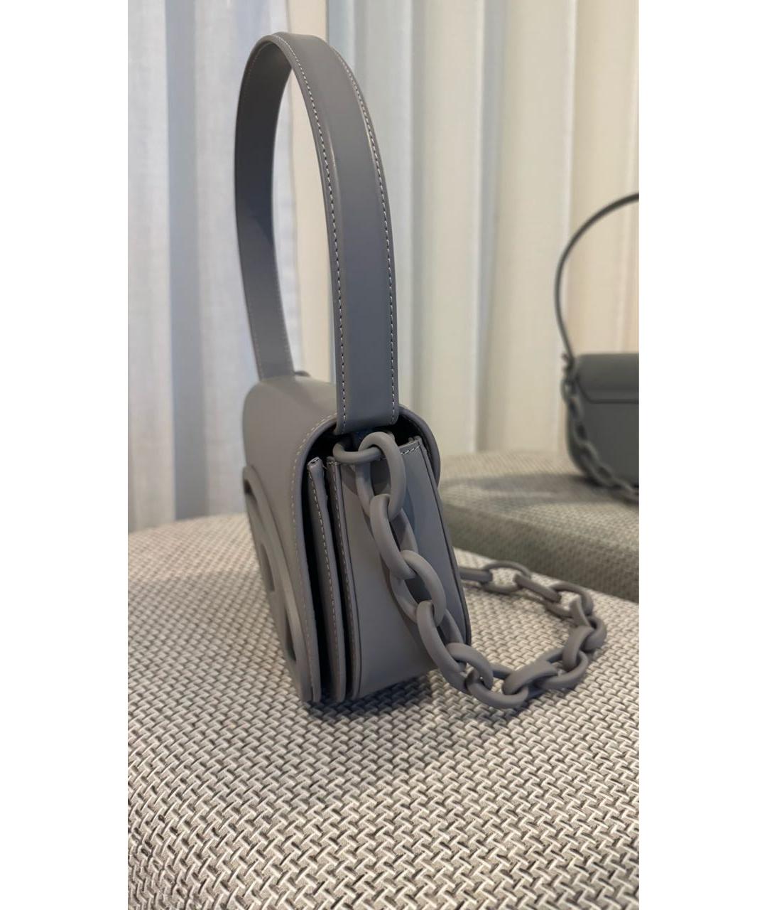 DIESEL Антрацитовая кожаная сумка с короткими ручками, фото 4