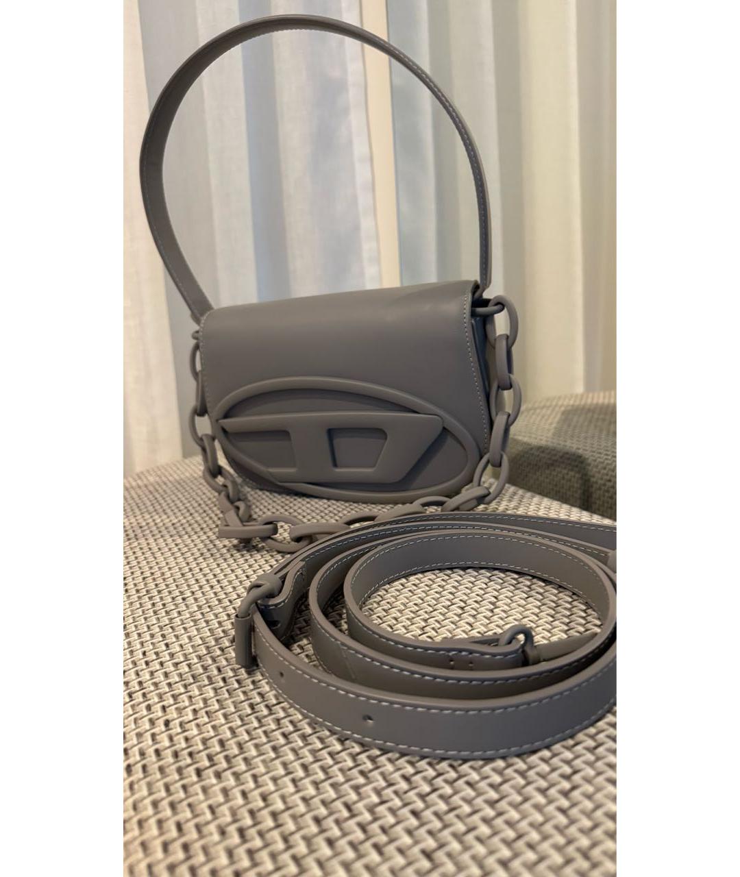 DIESEL Антрацитовая кожаная сумка с короткими ручками, фото 2