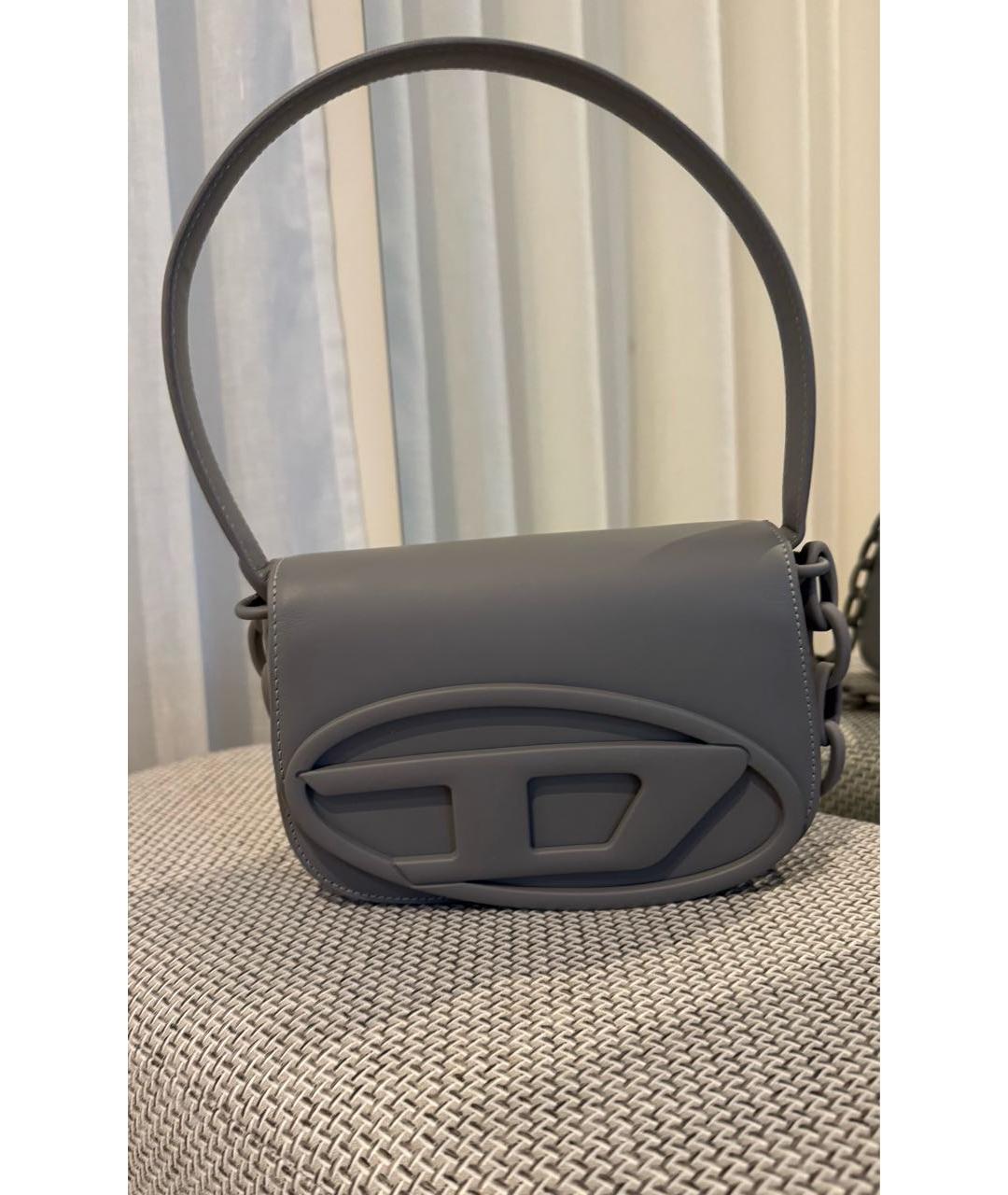 DIESEL Антрацитовая кожаная сумка с короткими ручками, фото 6