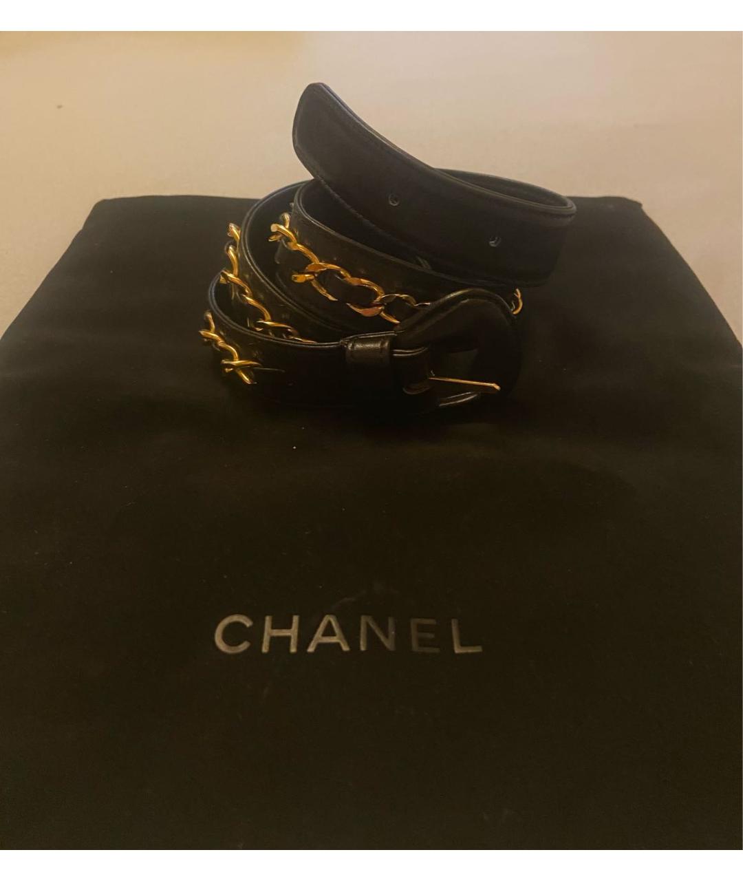 CHANEL Черный кожаный ремень, фото 2